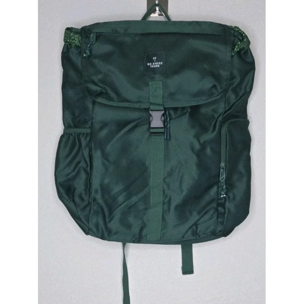 New Go Ahead Tours EF Green Backpack Buckle Closure 5 Pockets Rucksack Travel